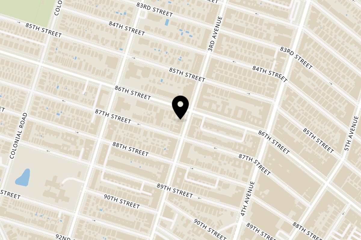 Map showing the location of Pegasus Brooklyn on 8610 3rd Ave in Brooklyn